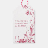 赤マゼンタと白の花の結婚付いた枝 ギフトタグ (正面)