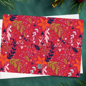 赤マゼンタフローラのクリスマスかわいらし シーズンカード