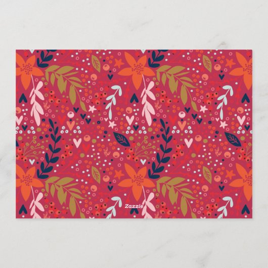 赤マゼンタフローラのクリスマスかわいらし シーズンカード (裏面)