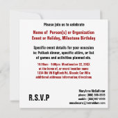 赤マッスルカーV8パワーとクロム 招待状 (裏面)