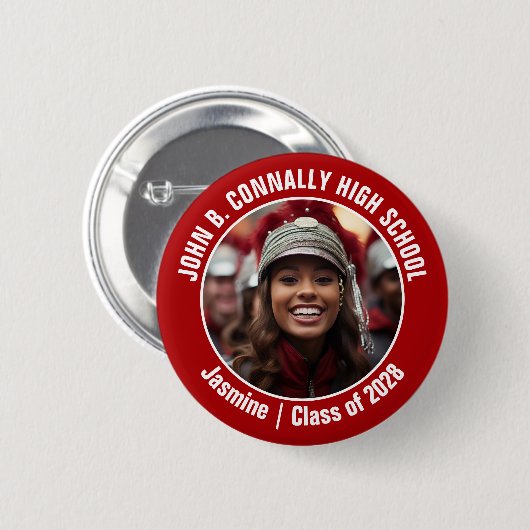 赤マーチングバンド写真高校ブラッグ 缶バッジ (正面&裏面)