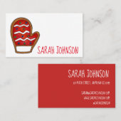 赤ミッテン霜の砂糖クッキーのクリスマス冬 名刺 (正面/裏面)