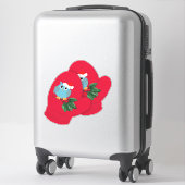 赤ミッテン |フクロウとホリー大 シール (スーツケース)
