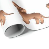 赤ミニゴールデンドールかわいい漫画の犬のパターン ラッピングペーパー (ロールコーナー)