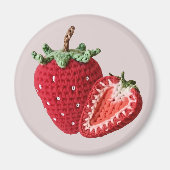 赤ミニマリストおばあちゃんフルーツクロチェットストロベリー マグネット (正面)