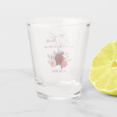 赤ミニマルいバラの愛と感謝していブライダル ショットグラス (裏面)