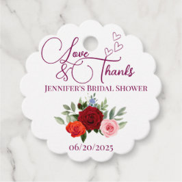 赤ミニマルいバラの愛と感謝していブライダル フェイバータグ