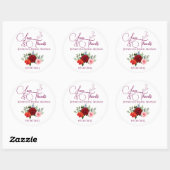 赤ミニマルいバラの愛と感謝していブライダル ラウンドシール (シート)