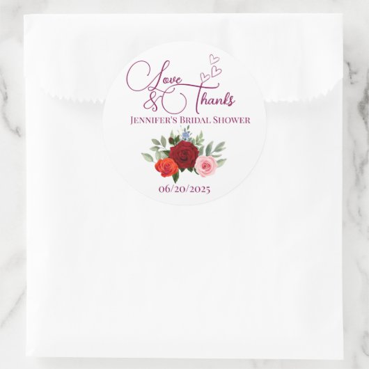 赤ミニマルいバラの愛と感謝していブライダル ラウンドシール (バッグ)