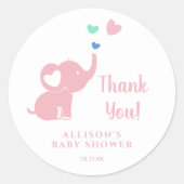 赤ミニマルちゃんシャワーガールピンク象ありがとう ラウンドシール (正面)