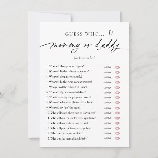 赤ミニマルちゃんシャワーママまたはパパのゲームカード 招待状 (正面)