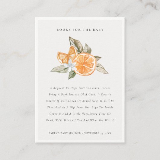 赤ミニマルちゃんシャワー用のオレンジ色の植物書 エンクロージャーカード (正面)