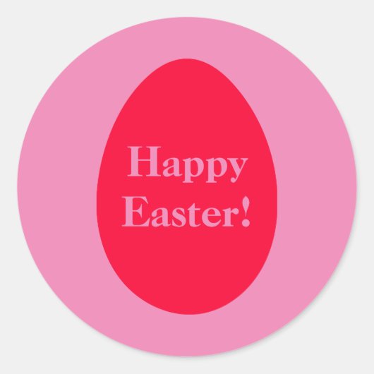 赤ミニマルとピンクの卵イースターステッカー ラウンドシール (正面)