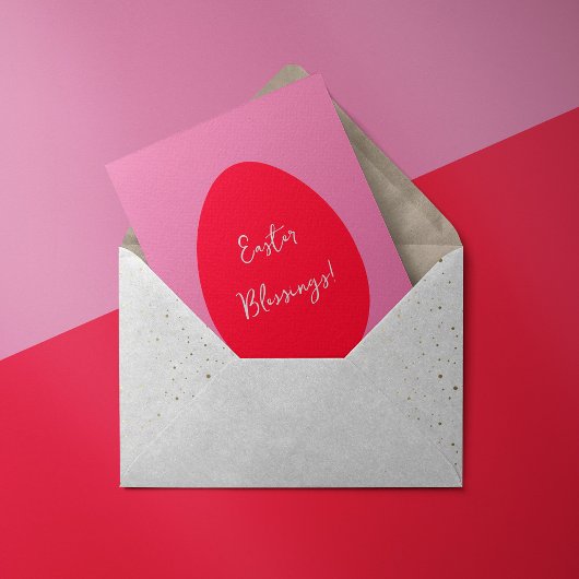 赤ミニマルとピンクの卵イースター恵み シーズンカード