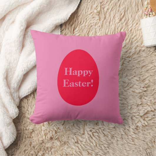赤ミニマルとピンクの卵イースター クッション (ブランケット)