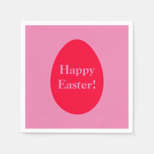 赤ミニマルとピンクの卵イースター スタンダードカクテルナプキン (正面)
