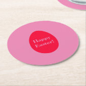 赤ミニマルとピンクの卵イースター ラウンドペーパーコースター (アングル)