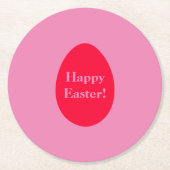 赤ミニマルとピンクの卵イースター ラウンドペーパーコースター (正面)