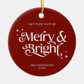 赤ミニマルと明メリーるい写真のクリスマス セラミックオーナメント (正面)