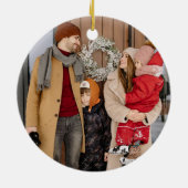 赤ミニマルと明メリーるい写真のクリスマス セラミックオーナメント (裏面)