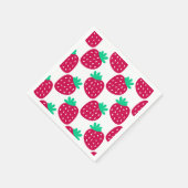 赤ミニマルと緑のかわいいイチゴ柄 スタンダードカクテルナプキン (角)