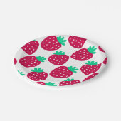 赤ミニマルと緑のかわいいイチゴ柄 ペーパープレート (アングル)
