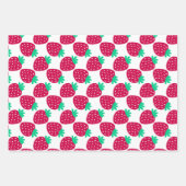 赤ミニマルと緑のかわいいイチゴ柄 ラッピングペーパーシート (正面2)