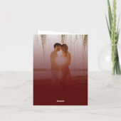 赤ミニマルはっきりしたリストタイプ結婚写真 サンキューカード (裏面)
