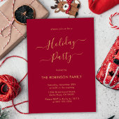 赤ミニマルエレガント金ゴールド書道ホリデーパーティー 招待状