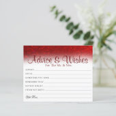 赤ミニマルグリッターの結婚アドバイスウィッシュカード (スタンド正面)