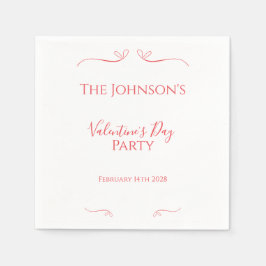赤ミニマルピンクバレンタインデーパーティー スタンダードカクテルナプキン