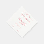 赤ミニマルピンクバレンタインデーパーティー スタンダードカクテルナプキン (角)