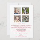 赤ミニマルメリークリスマスファミリーニュースポートレート シーズンカード (裏面)