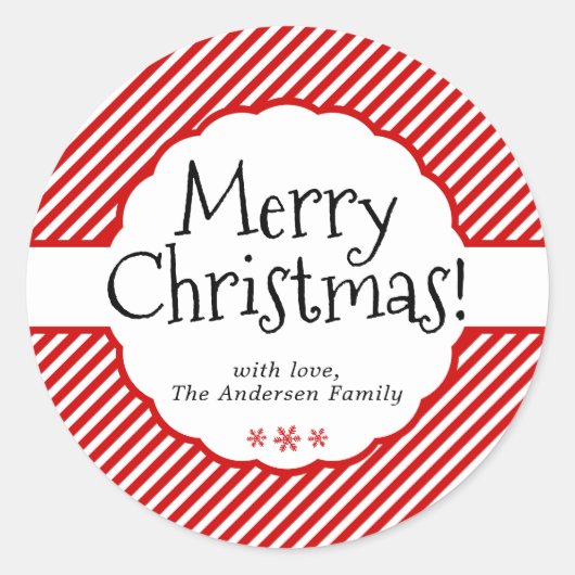 赤ミニマルモダンストライプタイポグラフィ鱗片状 ラウンドシール (正面)