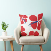 赤ミニマルモダンハイビスカス クッション (椅子)