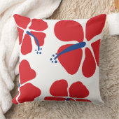 赤ミニマルモダンハイビスカス クッション (ブランケット)