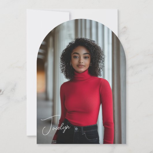 赤ミニマルモダン主義の卒業写真のお知らせ 招待状 (裏面)