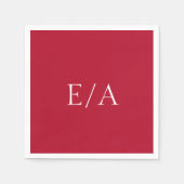 赤ミニマルモノグラムシンプルエレガントウェディング スタンダードカクテルナプキン (正面)