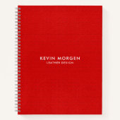 赤ミニマルヴィンテージレザーフェイクノートブック ノートブック (正面)