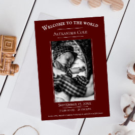 赤ミニマル写真誕生のお知らせ 案内状