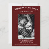 赤ミニマル写真誕生のお知らせ 案内状 (正面)