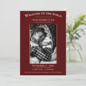 赤ミニマル写真誕生のお知らせ 案内状 (スタンド正面)