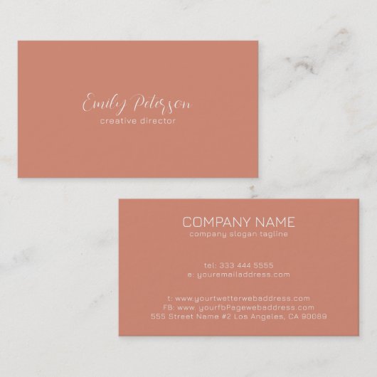 赤ミニマル地焼き白タイポグラフィ 名刺 (正面/裏面)