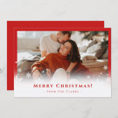 赤ミニマル家族グリーティングメリークリスマス シーズンカード (正面/裏面)