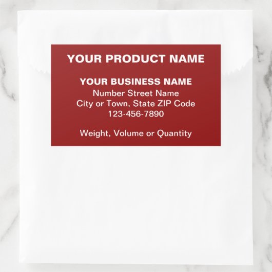 赤ミニマル文字のビジネス製品 長方形シール (バッグ)