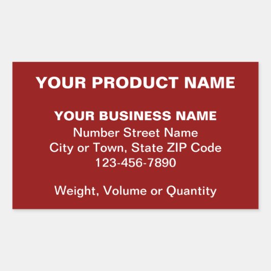 赤ミニマル文字のビジネス製品 長方形シール (正面)