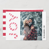 赤ミニマル白ストライプCandy Joy写真 シーズンカード (正面/裏面)