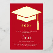 赤ミニマル白金ゴールドキャップグラッド発表 箔招待状 (正面)