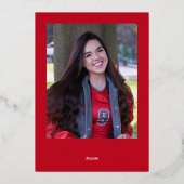 赤ミニマル白金ゴールドキャップグラッド発表 箔招待状 (裏面)