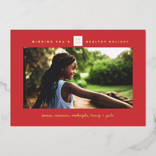 赤ミニマル箱クリスマス 箔シーズンカード (正面)